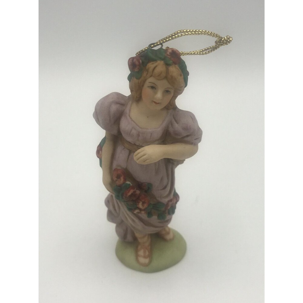 Vintage Schmid Girl long dress & Sandals & flowers Ornament by Shackman 4" tall